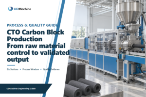 CTO activated carbon filter cartridge production line with extruder, cutter and finished carbon blocks