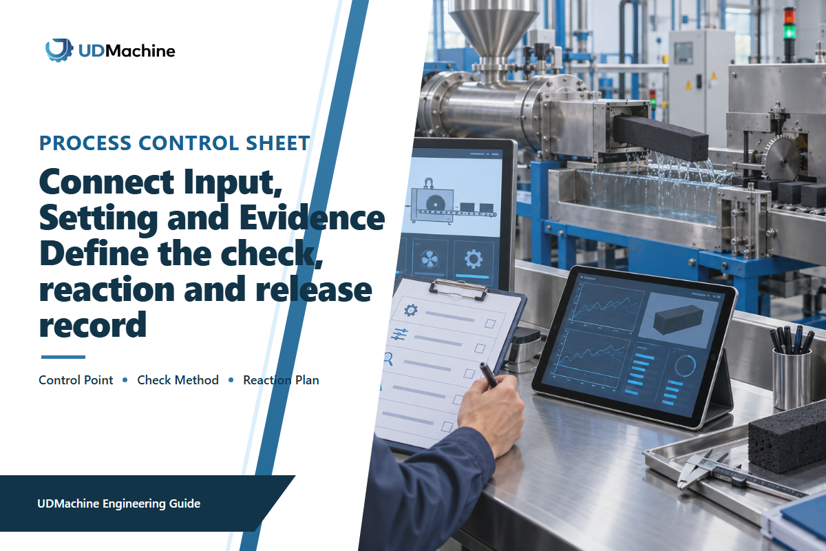 Process engineer reviewing a CTO carbon block control checklist and production trends