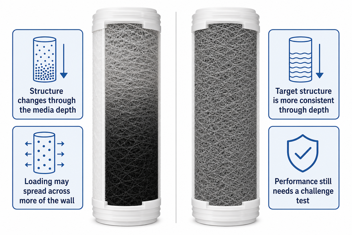What “gradient density” means inside a melt-blown filter cartridge — UDTECH