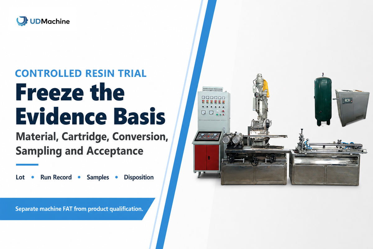 Controlled UDTECH PP melt-blown line trial separating machine FAT from finished-cartridge qualification