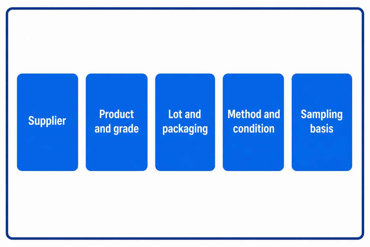 14-field buyer-created Resin Lot Qualification Passport with identity, method, lot, and sampling evidence