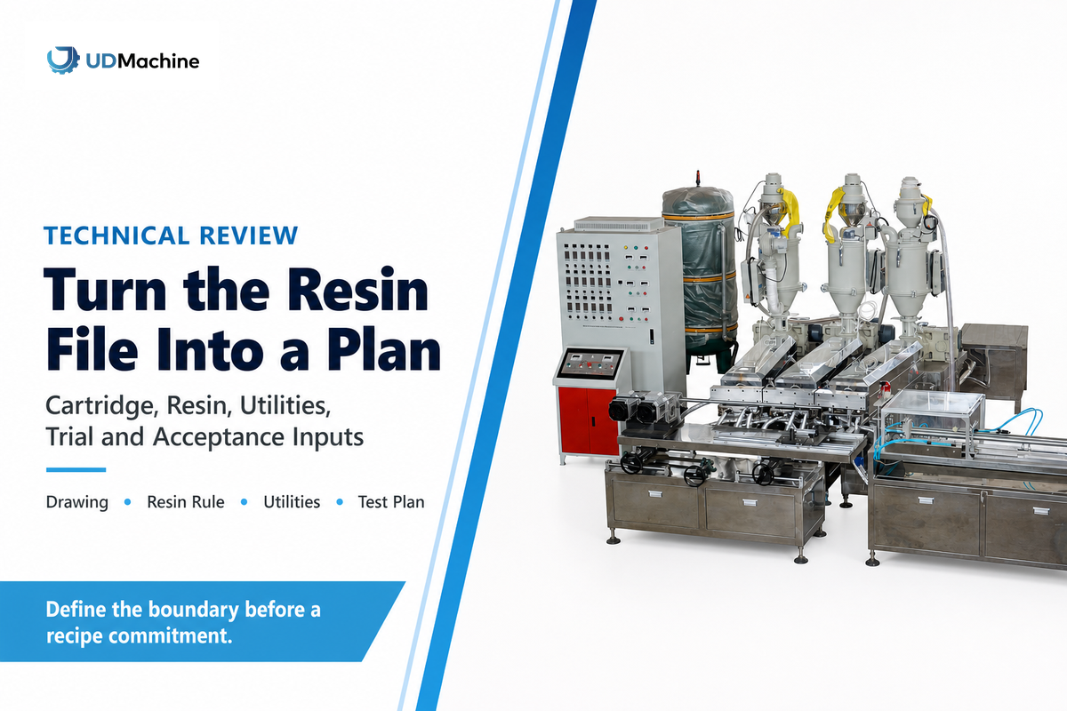 UDTECH technical review request for polypropylene input and PP melt-blown cartridge line acceptance planning