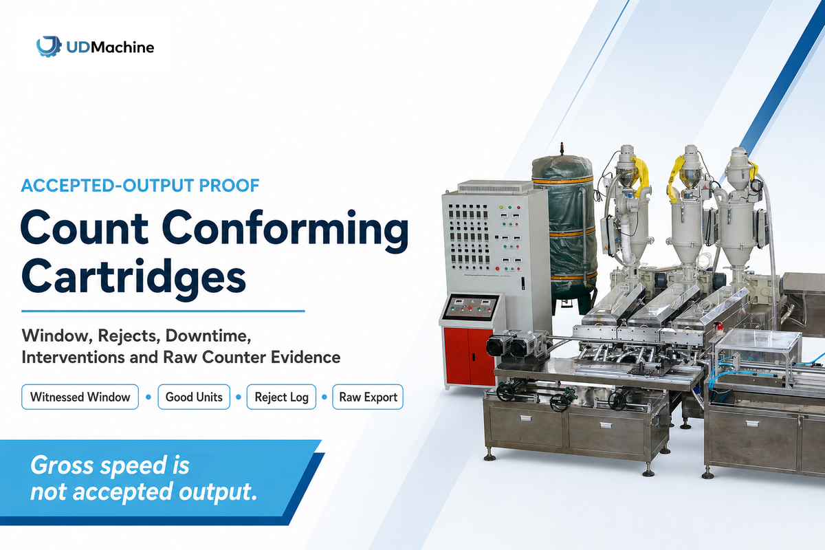 Run the agreed cartridge and measure accepted output — UDTECH