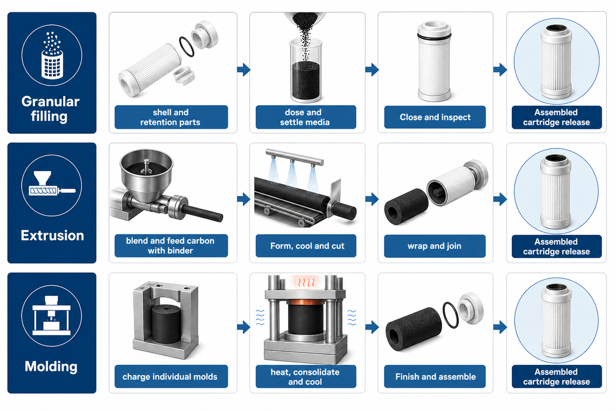 Granular filling, extrusion and molding have different handoffs; UDTECH guide synthesis and WaterWorld.