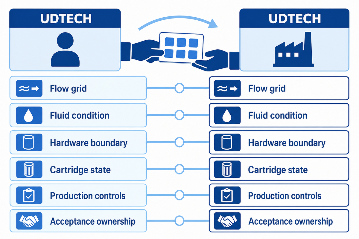 Six pressure-drop evidence fields for a filter cartridge production RFQ