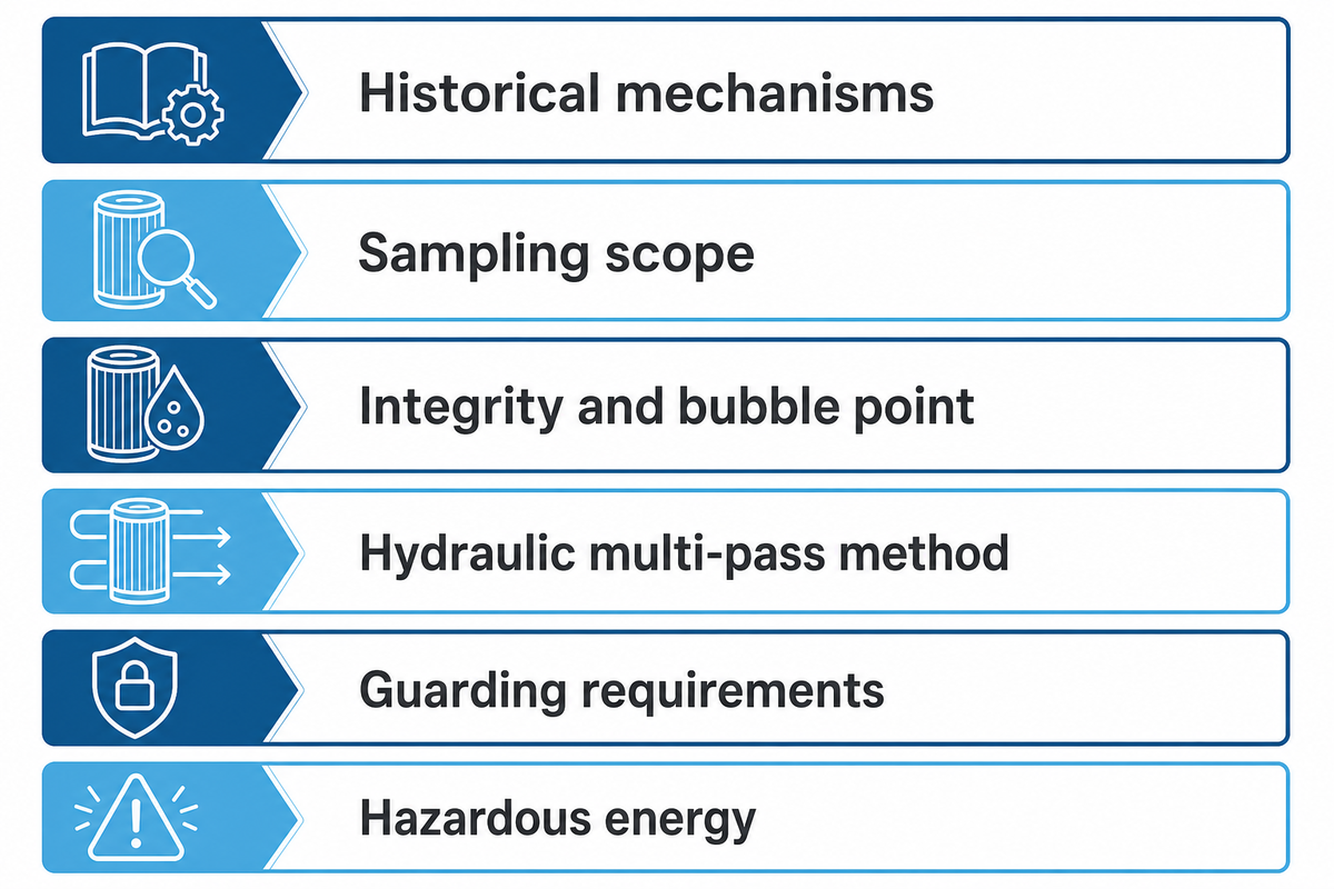 Source scopes for winding mechanisms, sampling, tests and safeguarding