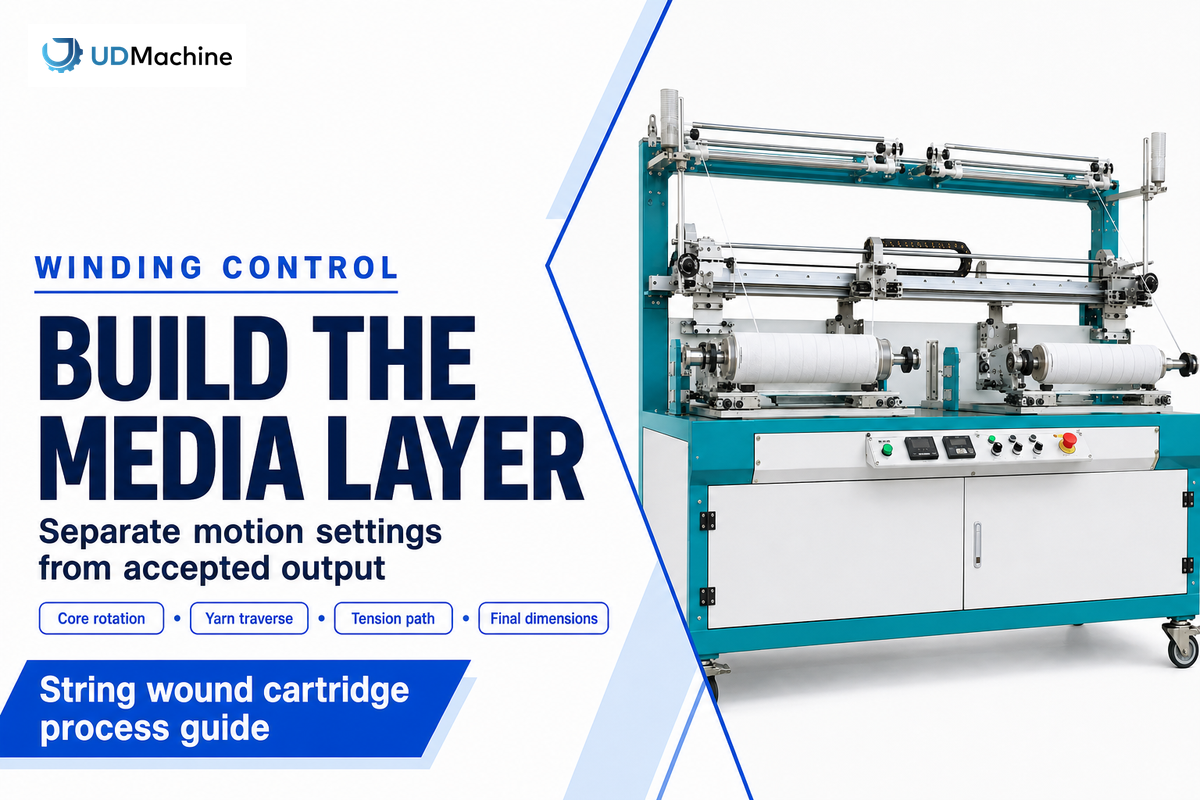 String winding control separates rotation, traverse, tension and final dimensions.